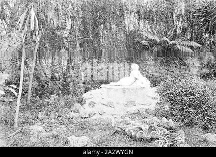 Negative - East Melbourne, Victoria, ca. 1885, eine Statue in den Fitzroy Gardens Stockfoto