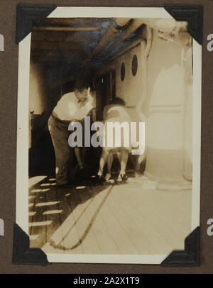 Fotografie - Passagiere an Bord SS Jervis Bay, 1928, einer der 90 drei Bilder von einem Foto Album nach Australien geholt von Archibald Gordon Maclaurin wenn er 1928 migriert. Es schließt frühe Fotos seiner Vorbereitung der Migration für Reisen nach Frankreich, sowie Fotos, die er einmal in Australien hinzugefügt, inklusive Fotos, die ihm von Familie in England geschickt, und Bilder aus seiner Migration Stockfoto