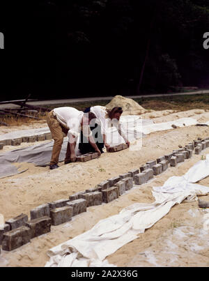 Restauratoren bei der Arbeit auf dem Mount Vernon, George Washington's Immobilien in Virginia Stockfoto
