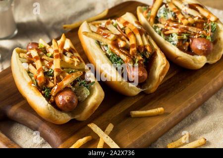 Hausgemachte Cleveland polnische Junge Sandwich mit Grill und Pommes Frites Stockfoto