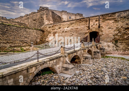 Lleida Lerida Eingang zur Festung auf dem Castell de la Suda, La Seu Vella alte königliche Schloss mit arabischen Wurzeln in den 18 Cent geändert Stockfoto