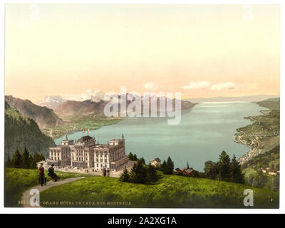 Rochers de Naye und Hotel de Caux, Genfer See, Schweiz; Teil: Ansichten der Schweiz in der Photochrom print Collection.; Titel von den Detroit Publishing Co., Katalog J - Ausland abschnitt, Detroit, Mich.: Detroit Publishing Company, 1905.; Drucken. 9617.; Stockfoto