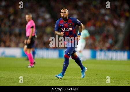 Barcelona, Spanien. 2. Okt, 2019. Arturo Vidal (Barcelona) Fußball: UEFA Champions League Spieltag 2 Gruppe F Match zwischen dem FC Barcelona 2-1 FC Internazionale Milano im Camp Nou Stadion in Barcelona, Spanien. Credit: mutsu Kawamori/LBA/Alamy leben Nachrichten Stockfoto