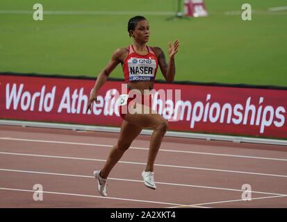 Doha, Katar. 3. Okt, 2019. Salwa Eid Naser von Bahrain konkurriert während der Frauen 400 m-Finale bei den IAAF Leichtathletik WM 2019 in Doha, Katar, Oktober 3, 2019. Credit: Xu Suhui/Xinhua/Alamy leben Nachrichten Stockfoto