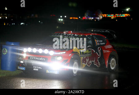 Frankreich Sébastien Ogier und Julien Ingrassia im Citroen C3 WRC während des Tages eine der Wales Rally GB in Oulton Park, Chester. PA-Foto. Bild Datum: Donnerstag, 3. Oktober 2019. Siehe PA Geschichte Auto Rallye. Photo Credit: Bradley Collyer/PA-Kabel Stockfoto