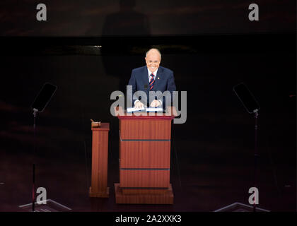 Republican National Convention, September 1-4, 2008. Rudy Giuliani, dem ehemaligen republikanischen Präsidentschaftskandidaten und Bürgermeister von New York, auf dem Podium in der Xcel Center, St. Paul, Minnesota Stockfoto