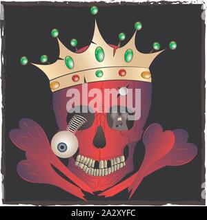 Totenkopf mit gekreuzten Knochen Vector Illustration Illustration für T-Shirt drucken. t-shirtart.t-shirtdesign. Stock Vektor