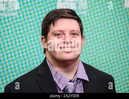 London, Großbritannien. 03 Okt, 2019. Zack Gottsagen besucht die Premiere der Erdnussbutter Falcon als Teil der BFI London Film Festival im Odeon Luxe Leicester Square in London. Credit: SOPA Images Limited/Alamy leben Nachrichten Stockfoto