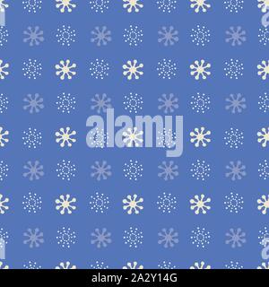 Weihnachten geometrische Schneeflocke nahtlose Muster Hintergrund. Hand saisonale vektor design wiederholen Sie die in Blau und Weiß gezeichnet. Stock Vektor