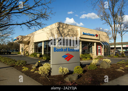 Wilsonville, Oregon - Mar 9, 2019: eine Bank of America (BofA) Zweig. Stockfoto