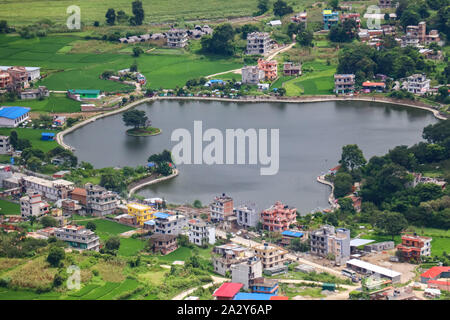 Luftaufnahme des alten Teich Taudaha in Kathmandu, Nepal Stockfoto