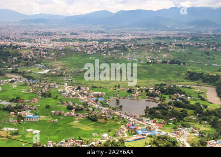 Luftaufnahme des alten Teich Taudaha in Kathmandu, Nepal Stockfoto