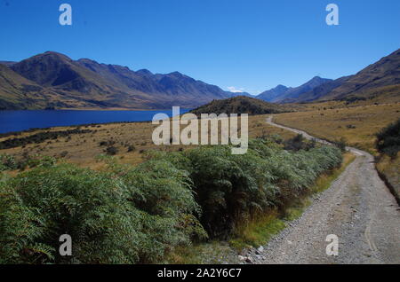 Zu den Mavora Lakes. Te Araroa Trail. Zu den Mavora Gehweg. South Island. Neuseeland Stockfoto