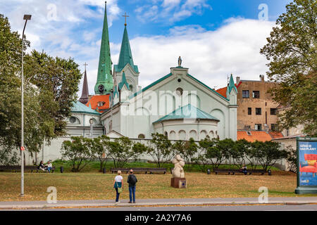 Rigas Traum Kirche der Göttin (Rigas Sapju Dievmates Baznica), ein Fuß stehend auf Pils Iela (Castle Street), nur wenige Schritte von der Kirche, Riga Stockfoto