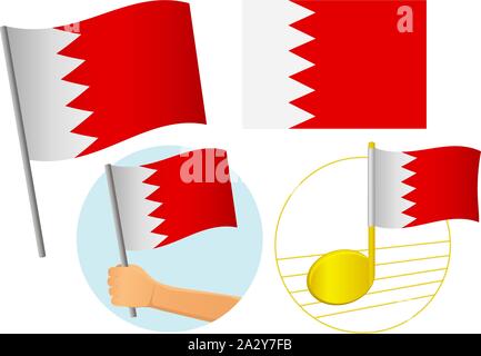 Bahrain Fahne Symbol gesetzt. Flagge von Bahrain Vector Illustration Stock Vektor
