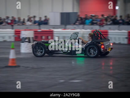 Caterham Drift Taxi, Passagier Fahrten an der London Motor Show Mai 2019, Excel London Stockfoto