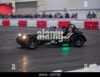 Caterham Drift Taxi, Passagier Fahrten an der London Motor Show Mai 2019, Excel London Stockfoto