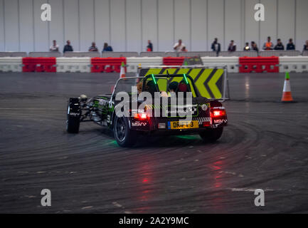 Caterham Drift Taxi, Passagier Fahrten an der London Motor Show Mai 2019, Excel London Stockfoto