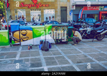 Stadt Athen, Griechische Republik. Der Mann auf der Straße. Stadt leben. 11. Sept. 2019 Stockfoto