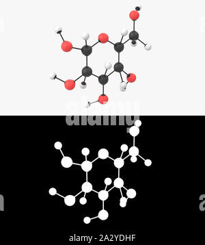 3D-Darstellung eines Glukosemolekül mit alpha Schicht Stockfoto