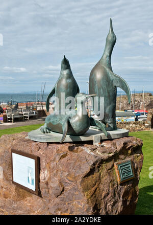 Seabird Skulptur außerhalb der Scottish Seabird Centre. North Berwick, Schottland Stockfoto