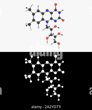 3D-Darstellung eines Vitamin B2-Molekül mit alpha Schicht Stockfoto