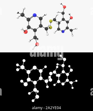 3D-Darstellung eines Vitamin B6 pyritinol Molekül mit alpha Schicht Stockfoto