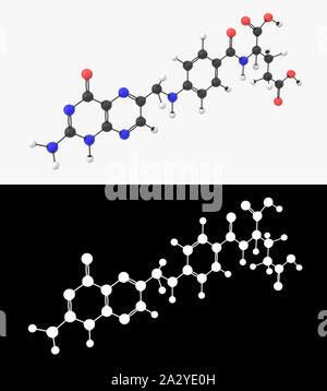 3D-Darstellung eines Vitamin B9-Molekül mit alpha Schicht Stockfoto