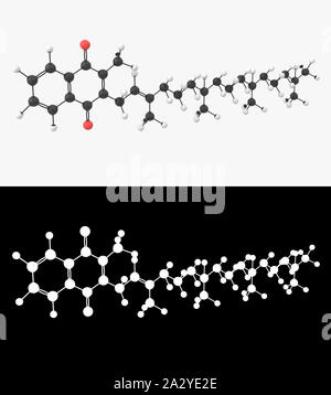 3D-Darstellung eines Vitamin K1 Molekül mit alpha Schicht Stockfoto