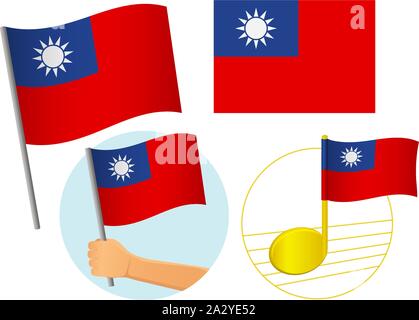 Taiwan Flagge Symbol gesetzt. Flagge von Taiwan Vector Illustration Stock Vektor