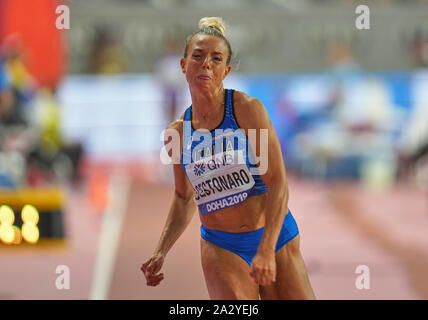 Doha, Katar. 3. Okt, 2019. konkurrieren im Siebenkampf der Frauen während des 17. IAAF Leichtathletik WM in der Khalifa Stadion in Doha, Katar. Ulrik Pedersen/CSM. Stockfoto