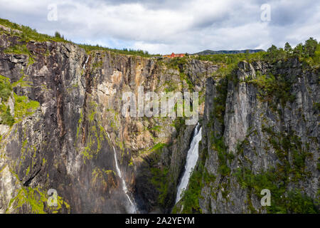 Luftaufnahme der Voringsfossen Wasserfall. Mittel-norwegen, Norwegen. Stockfoto