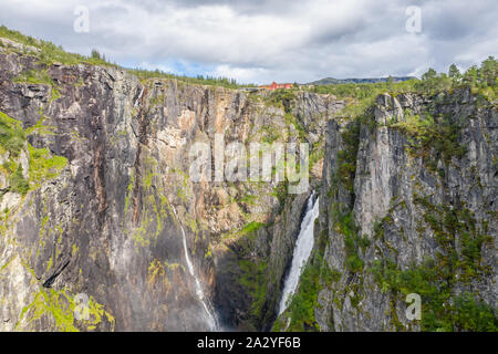 Luftaufnahme der Voringsfossen Wasserfall. Mittel-norwegen, Norwegen. Stockfoto