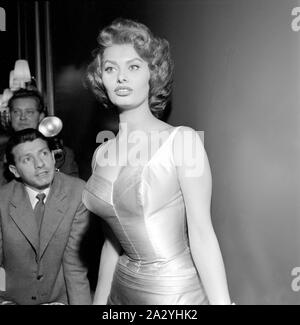 Sophia Loren. Die italienische Schauspielerin, dargestellt bei einem Besuch in Stockholm Schweden im Dezember 1955. Stockfoto