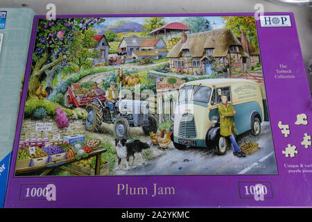 Nostalgische jig saw Puzzle am Flohmarkt in East Sussex, Großbritannien Stockfoto