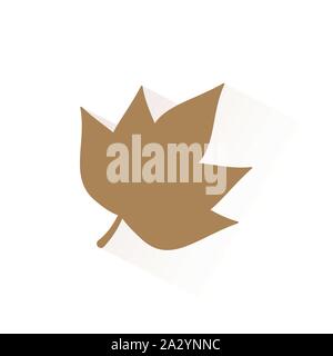 Braun Blatt Farbe Symbol mit Schatten. Flache Vector Illustration Stock Vektor