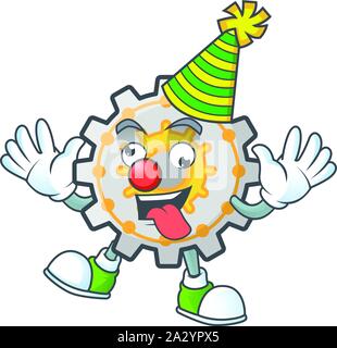 Clown cute Zahnrad Zahnrad in Charakter Maskottchen Stock Vektor