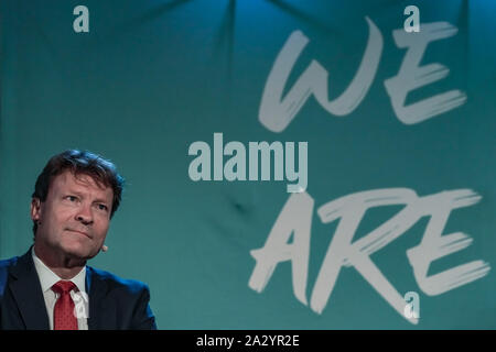 Richard Tice, Parteivorsitzender, Adressen der Masse während des Brexit Parteitag in Westminster als Teil eines bundesweiten Partei tour. London, Großbritannien Stockfoto