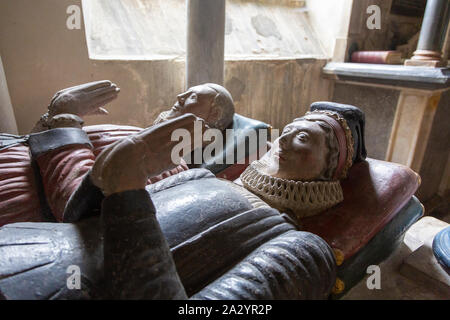 Thomas Estcourt Grab d 1599, St. Johannes der Täufer Kirche, Shipton Moyne, Gloucestershire, England, Großbritannien Stockfoto