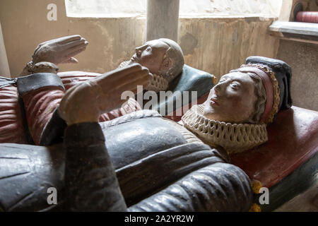 Thomas Estcourt Grab d 1599, St. Johannes der Täufer Kirche, Shipton Moyne, Gloucestershire, England, Großbritannien Stockfoto