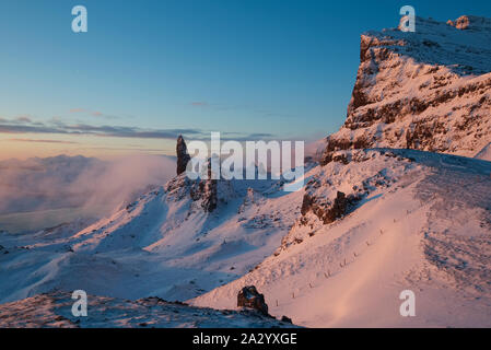 Die storr im Winter, Trotternish, Isle of Skye Stockfoto