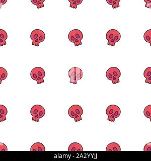 Red skull Halloween nahtlose Muster für die Feier gestalten. Lustigen urlaub Hintergrund. Spooky vector Wallpaper. Stock Vektor