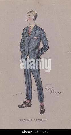 Buchen Sie Platte/Drucken aus dem Buch hellere Seite der Schule von Lewis Baumer 1900 gezeichnet. Der Mann der Welt. Stockfoto