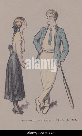Buchen Sie Platte/Drucken aus dem Buch hellere Seite der Schule von Lewis Baumer 1900 gezeichnet. Die Schülerin Traum. Stockfoto