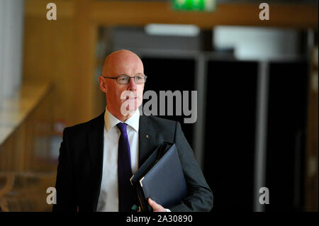 Edinburgh, 3. Oktober 2019. Bild: John Swinney MSP - Delegieren Erster Minister von Schottland an das schottische Parlament während der wöchentlichen Sitzung des ersten Minister fragen. Credit: Colin Fisher/Alamy leben Nachrichten Stockfoto