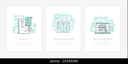 Banking-line Design style Icons einstellen Stock Vektor