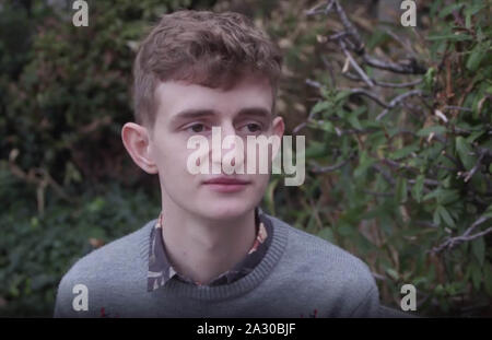 Screengrab von PA Video von 'Matthew', 23 getroffen, die dachten, dass er nie wieder sehen würde, nachdem er und seine Partner waren die Opfer von homophoben Angriff in Lambeth, South London, am 19. Januar. Matthew und sein Partner, die beide 22 zu der Zeit, warteten an einer Bushaltestelle wenn Sie mit Pfefferspray angegriffen wurden. Stockfoto