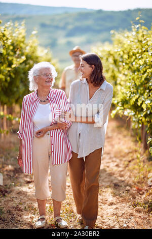 Traube Weinberg Felder. Weinlese. Familie im Herbst Weinberg Stockfoto