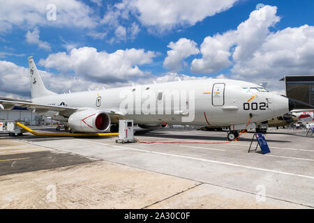 LE BOURGET PARIS - May 20, 2019: US Navy Boeing P-8 Poseidon patrol Ebene auf der Paris Air Show. Stockfoto