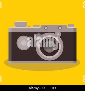 Isolierte Vintage Retro alten analogen Kamera Flat Style Icon mit Schatten Stock Vektor